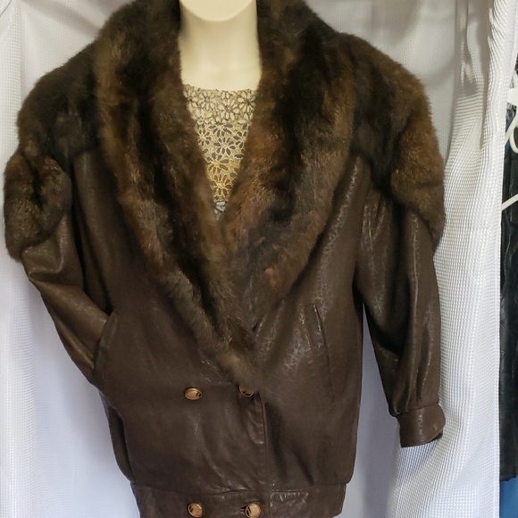 Percy for Marvin Luxurious Brown Leather: Fur-Trimmed